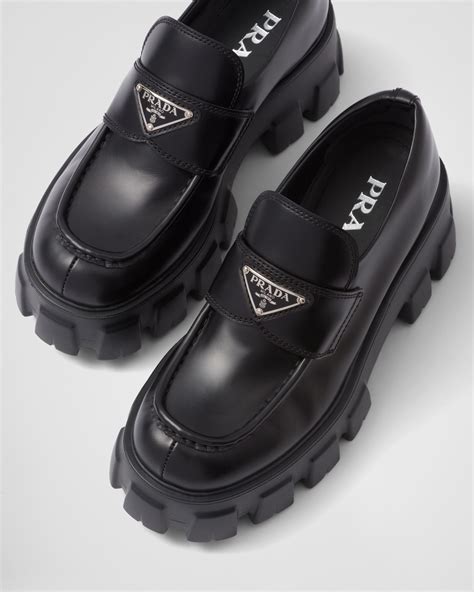 black prada loafers|Prada monolith loafer.